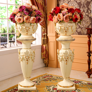 奢华欧式陶瓷落地花瓶高款大号轻奢装饰花盆电视柜沙发旁客厅摆件