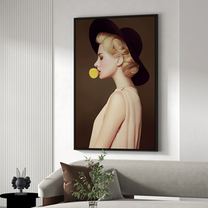 北欧女生艺术画工业风装饰画黑白人物美女客厅挂画现代巨幅落地画
