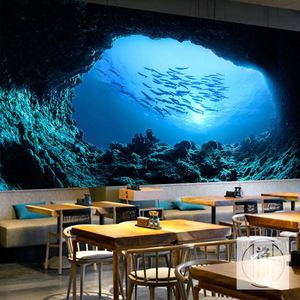 000人付款淘宝3d立体海底世界壁画海洋馆延伸隧道热带鱼群壁纸海鲜