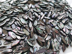 纯天然大溪地深海黑珍珠贝母黑蝶贝雕件6*14mm瓜子花瓣