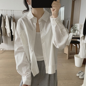 简约衬衫外套女式春秋季新款韩版小众设计感宽松大码显瘦棉质上衣