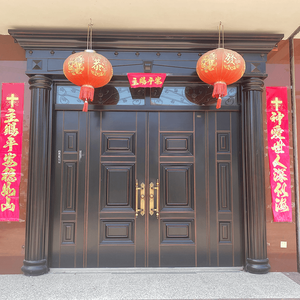 别墅大门双开门入户农村家用乡村自建房锌合金仿铜门不锈钢对开门