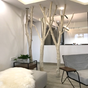 屏风隔断客厅天然去皮干树枝装饰餐厅茶室幼儿园原木枯树造型玄关