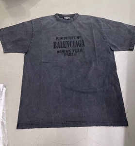 balenciaga巴黎世家新款paris字母印花水洗破坏短袖t恤
