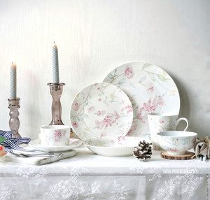 外贸出口陶瓷欧式花园手绘风牛排盘深菜盘家用礼物餐具咖啡杯碗