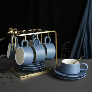 北欧莫兰迪ins陶瓷咖啡杯碟带勺简约哑光喝水杯创意家用杯子套装