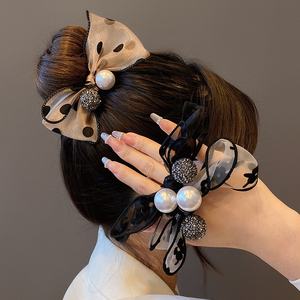 韩国网红新款发绳蝴蝶结高级感头绳女气质欧根纱发圈扎丸子头皮筋