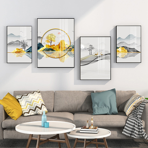 现代简约客厅装饰画沙发背景墙挂画北欧轻奢创意组合高档大气壁画