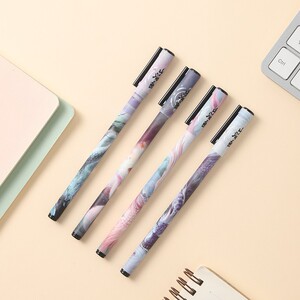 晨光山海色中性笔全针管0.38黑学生用卡通高颜值古风签字笔a37x4