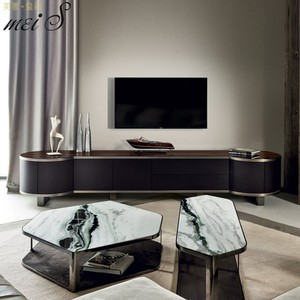 轻奢家具定制longhi款圆弧电视柜意式后现代简约地柜客厅金属矮柜