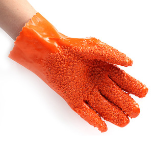 加厚棉毛浸塑止滑手套耐油耐酸碱工业橡胶防滑水劳保手套批发