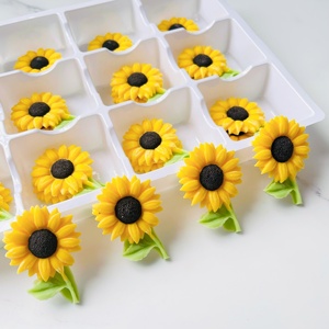 向日葵巧克力蛋糕装饰烘焙甜品摆件太阳花朵插件可食用巧克力配件