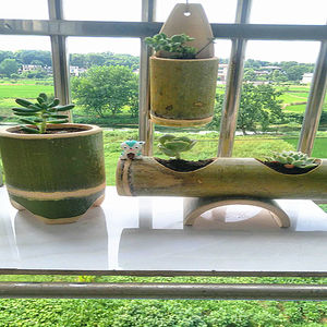 手工竹筒花盆现做创意悬挂壁挂立式多肉盆栽植物竹子花瓶可定制