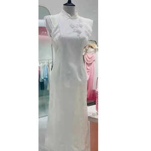 现货贝爱巴熊正品24新夏新中式优雅白瓷旗袍连衣裙DPJPA4617AW A