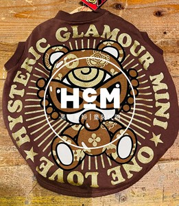 日本代购hysteric mini黑超奶嘴童装烫金字母泰迪大饼连体新品
