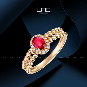 【微光柔暖】LAC高级珠宝 天然鸽血红红宝石戒指18K金手饰