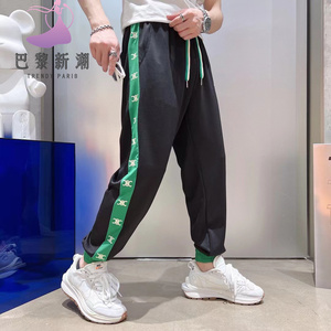 celine/赛琳 裤子男2022春夏长裤青年运动裤撞色男士卫裤束脚裤潮