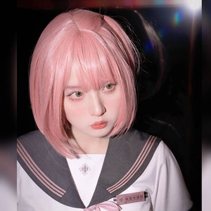 假发女短发学生头lolita自然逼真网红电竞少女jk姬发修脸樱花粉色