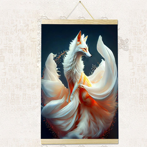 005人付款淘宝九尾狐装饰画女款挂画新款高档供奉狐狸