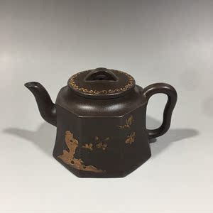 施小马制六方款老紫砂壶真品名家纯手工制作茶具古董真品收藏品