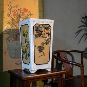 陶一峰精品 石湾陶瓷花盆中式岭南高温烧制手工制作大贴花盆