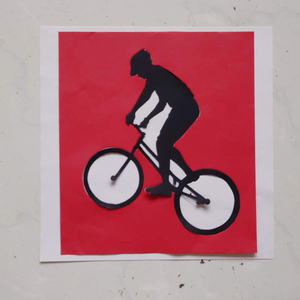 非遗手工红黑骑行单车剪影剪纸成品学校幼儿园传统民俗文化礼品