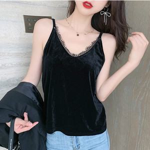 丝绒吊带背心交叉