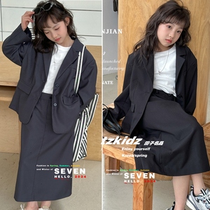 现货波拉BORA韩国童装女童西装套装裙2024春款儿童休闲西服套装