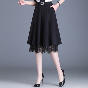 正品哥弟新款女装2022夏蕾丝高腰松紧腰半身裙a字裙伞裙中长裙子