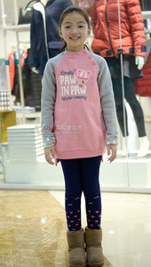 韩国单冬季女童儿童加绒中长款半高领卫衣 105-140