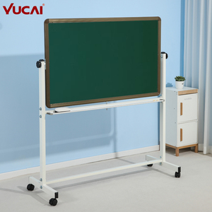 育才移动黑板家用培训教学办公支架式白板翻转磁性绿白双面大黑板
