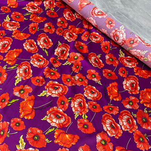 玫红色花朵 颜色浓郁风格 dg同款数码印花真丝缎面服装女装面布料