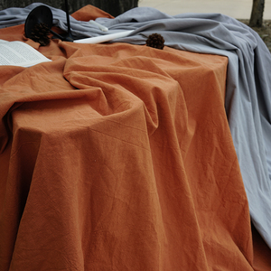 纯橙橘色白桌布棉麻法式复古户外婚礼布置拍照背景甜品台布咖啡棕