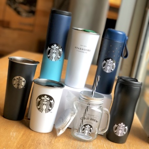 星巴克杯子正品清新粉色硅胶玻璃杯周年季1971桌面随手车载保温杯