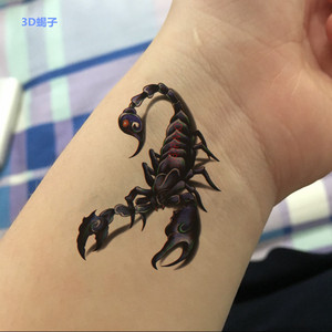 胸前3d立体纹身贴纸男女防水持久小清新蝎子手腕胸部仿真逼真刺青