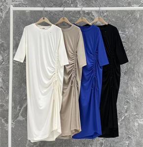 韩国东大门代购rb正品rookie bud时尚凉爽抗皱抽绳褶皱短袖连衣裙