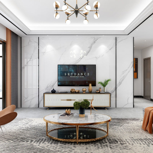 仿大理石竹木纤维集成墙板电视背景墙扣板现代简约客厅装饰护墙板