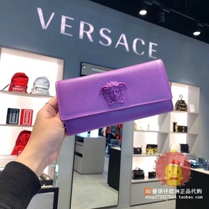 姜饼仔欧洲正品 代购 versace/范思哲 紫色美杜莎头像长款钱包