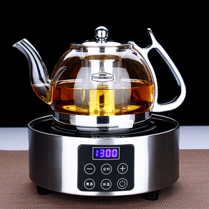 加厚耐高温煮茶壶 玻璃茶壶 耐热不锈钢网 黑茶泡茶壶 电陶炉套装
