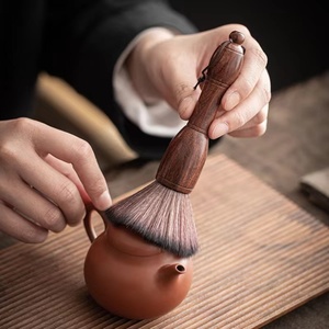 功夫茶道配件茶刷家用黑檀实木毛刷笔刷茶扫茶笔扫水刷壶笔养壶笔