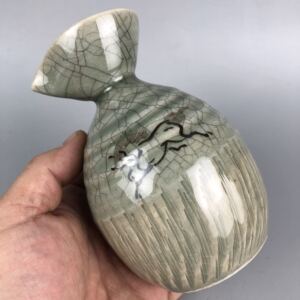 日本回流 相马烧 相马本家 酒壶 飞马纹 容量330毫升 灰色