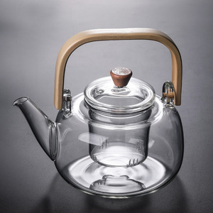 新款玻璃茶壶竹把提梁壶高硼硅玻璃耐热茶壶泡茶壶包邮