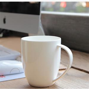 景德镇白色马克杯水杯茶杯大容量杯子牛奶早餐杯骨瓷杯带盖定制