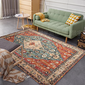 美式轻奢地毯乡村田园客厅床边毯复古波斯茶几沙发垫民宿卧室地毯