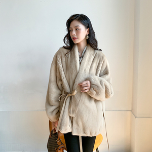 貂皮外套女中长款水貂