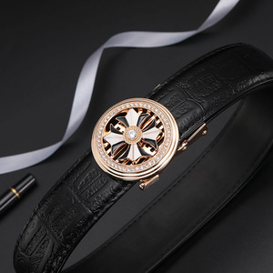 charm kaiser皮带男士真皮鳄鱼纹时来运转自动扣裤腰带高档礼盒装