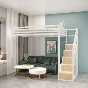 loft复式空中阁楼床省空间高架床公寓高低床小户型儿童下空单上层