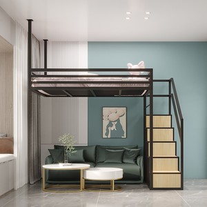 高架隔空床悬空中组合层阁楼上铺床下空间半高小户型带衣柜儿童