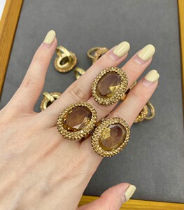 苏丹石水铝变色石精美点钻椭圆形15*20保色电镀高端时尚开口戒指