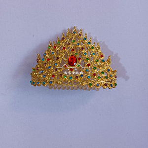 民族风泰国头饰女金属合金皇冠发簪耳环假甲发包傣族服装写真发饰